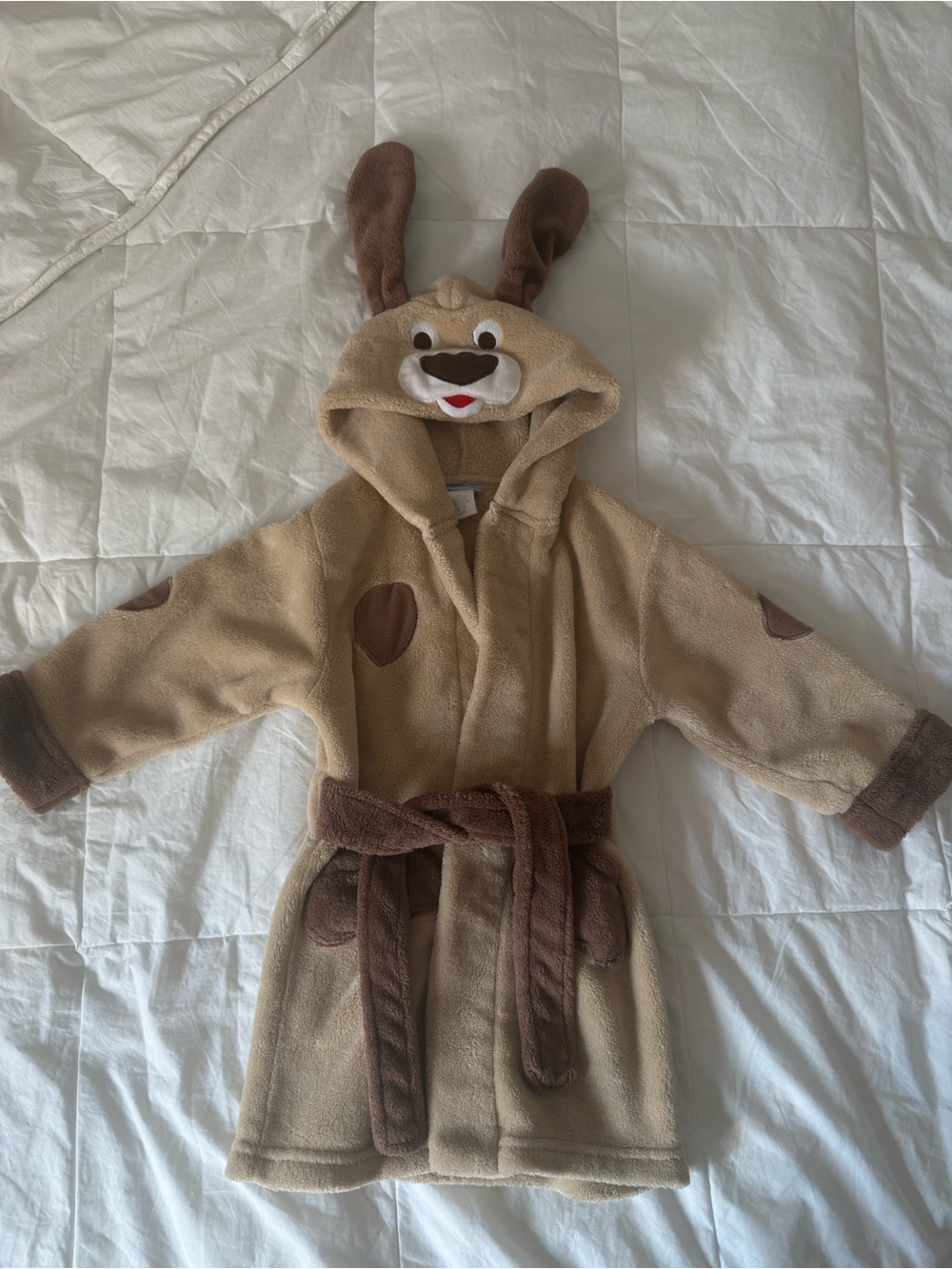 Kids Reindeer Hooded Bathrobe - Brown Plush